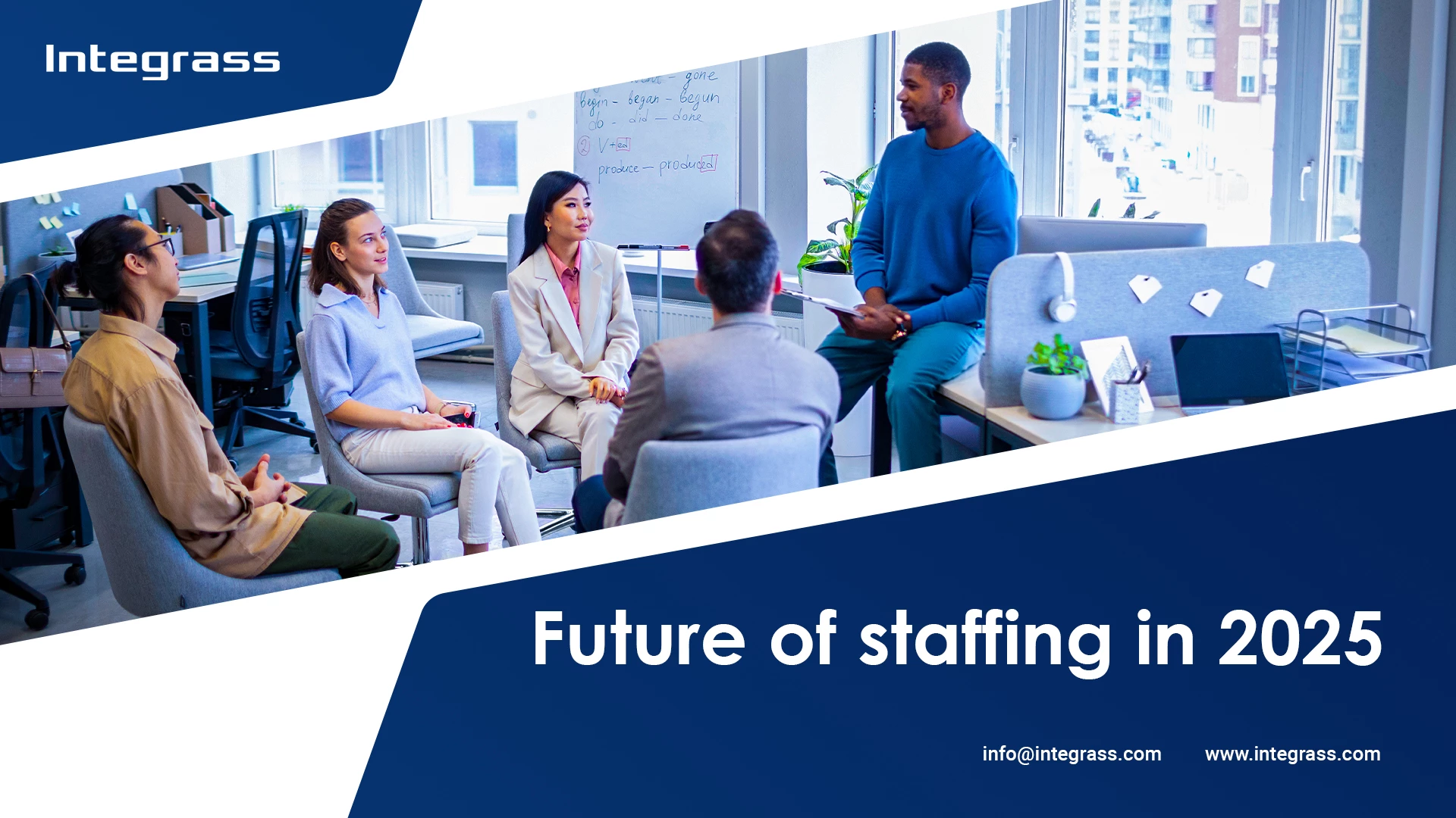 Learn about the future of staffing with Integrass. "Future of staffing 2025, Staffing trends 2025 Recruitment Challenges 2025, Hybrid work trends, AI in staffing, Remote work challenges, Talent acquisition Strategies 2025